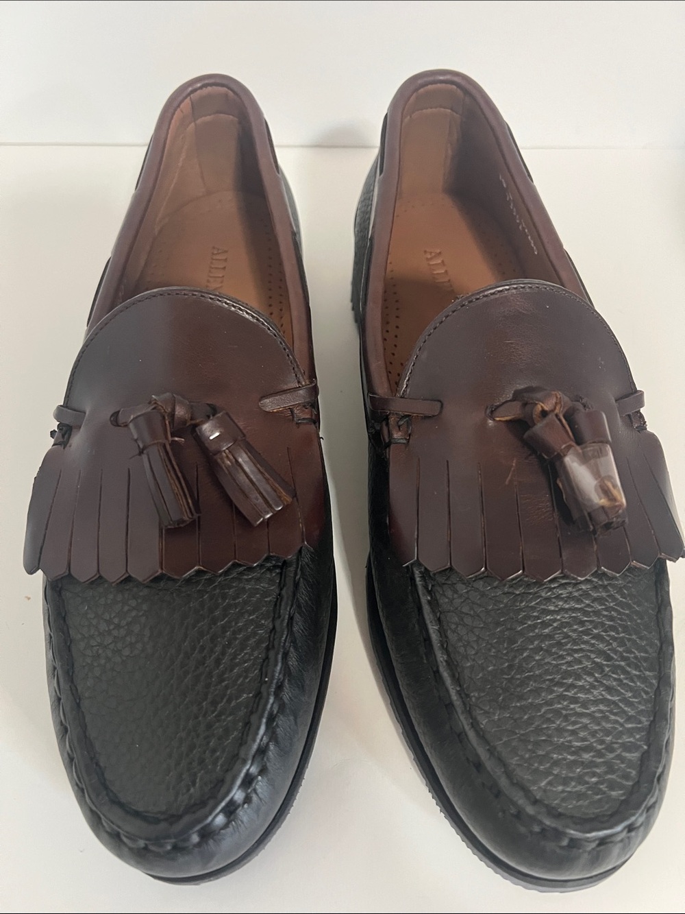 Allen Edmonds Two-Tone Brown and Black Tassel Kiltie Loafers